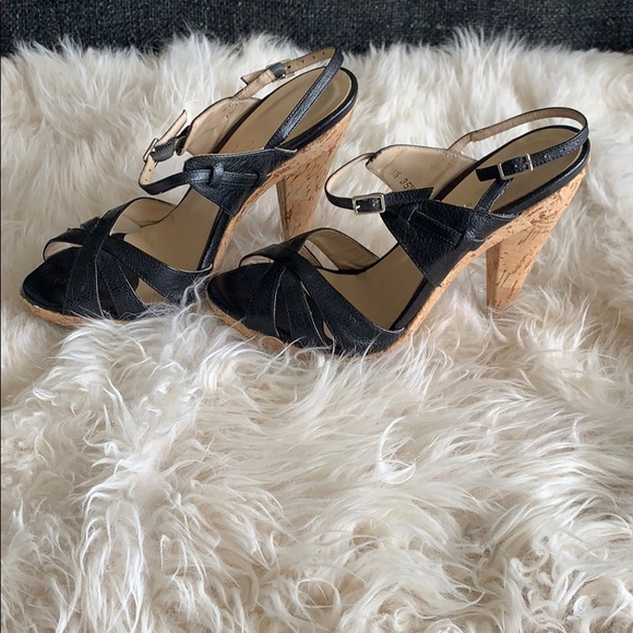 Bebe 2000’s Millennium Black Leather and Cork Heel Stilettos 5.5 - Picture 5 of 8